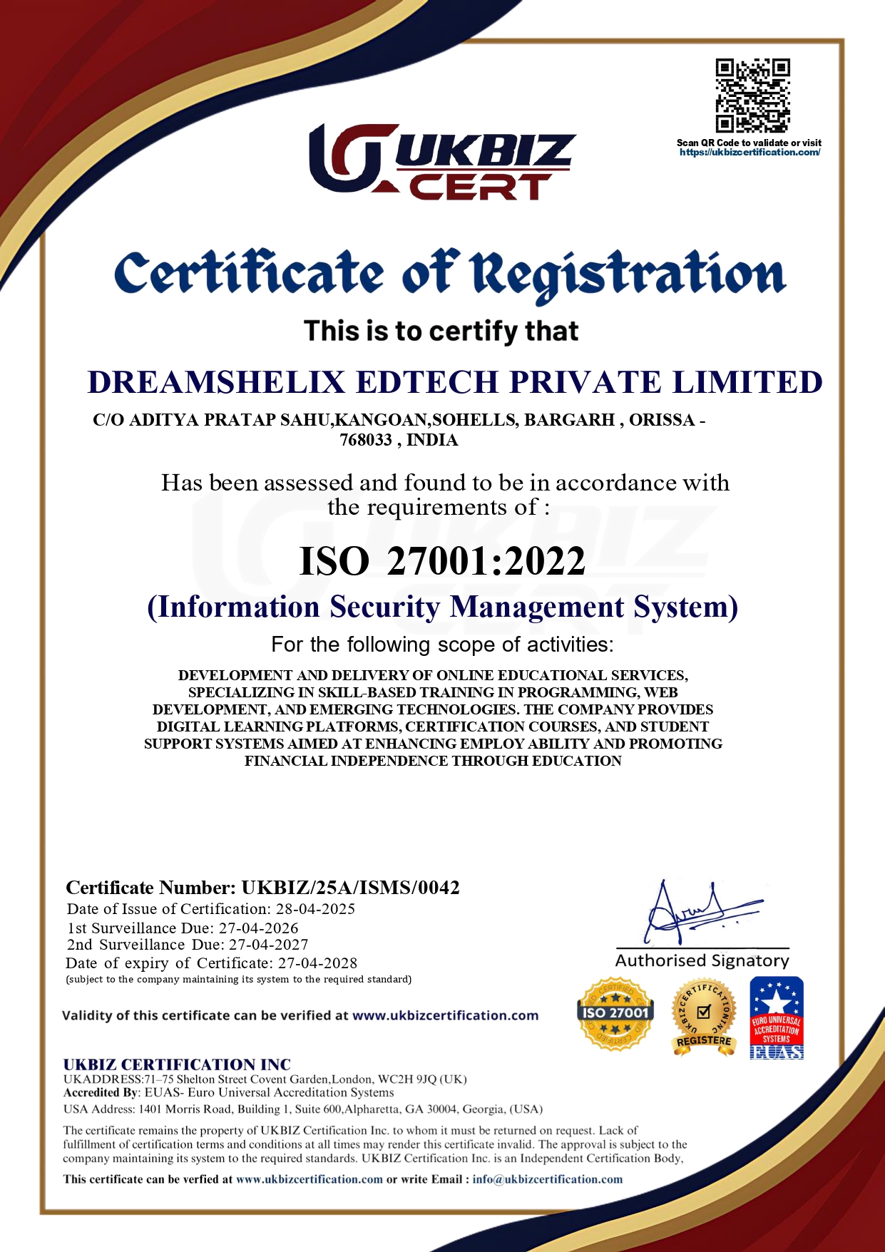 ISO 27001 Certified