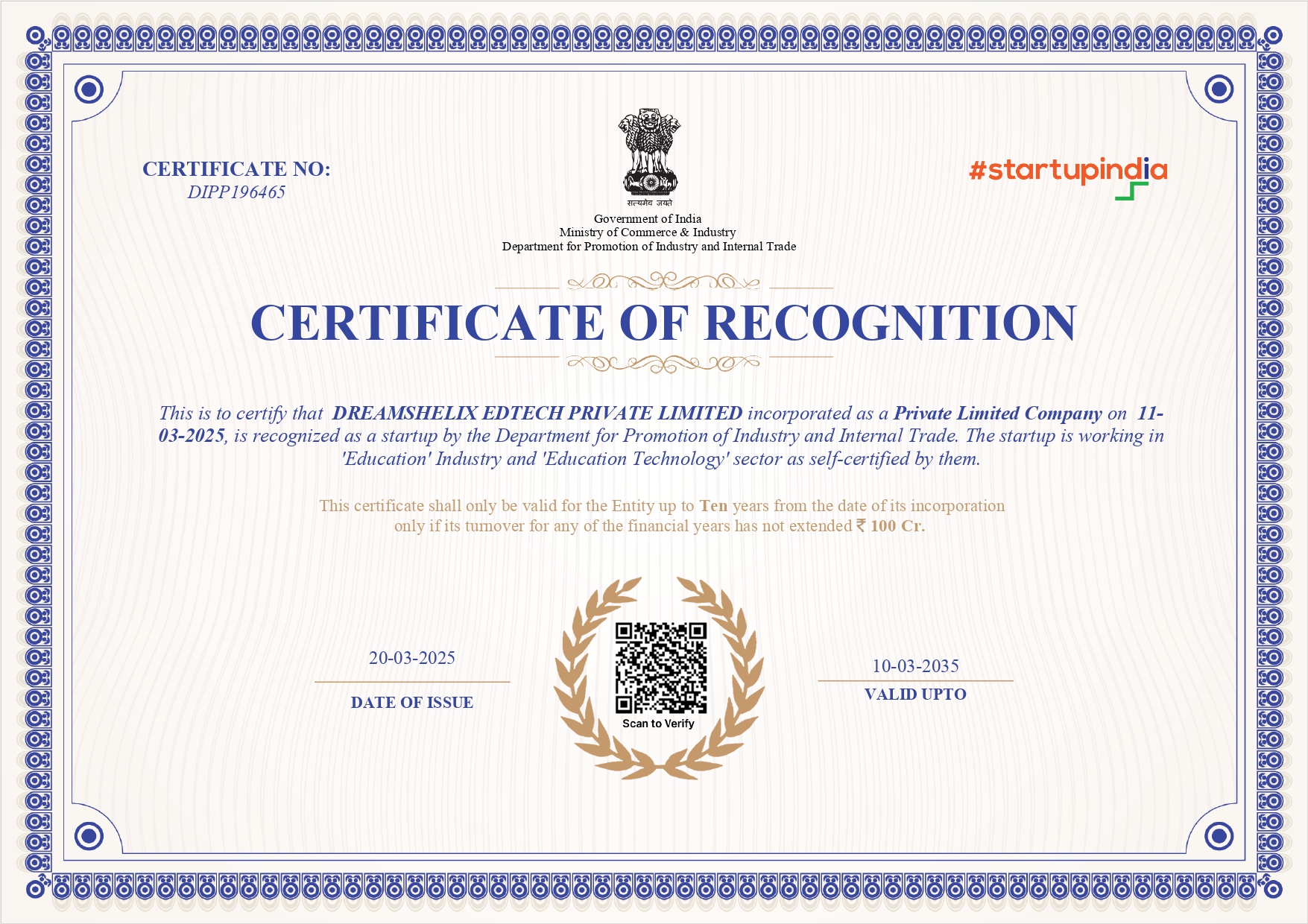 Startup India Recognized